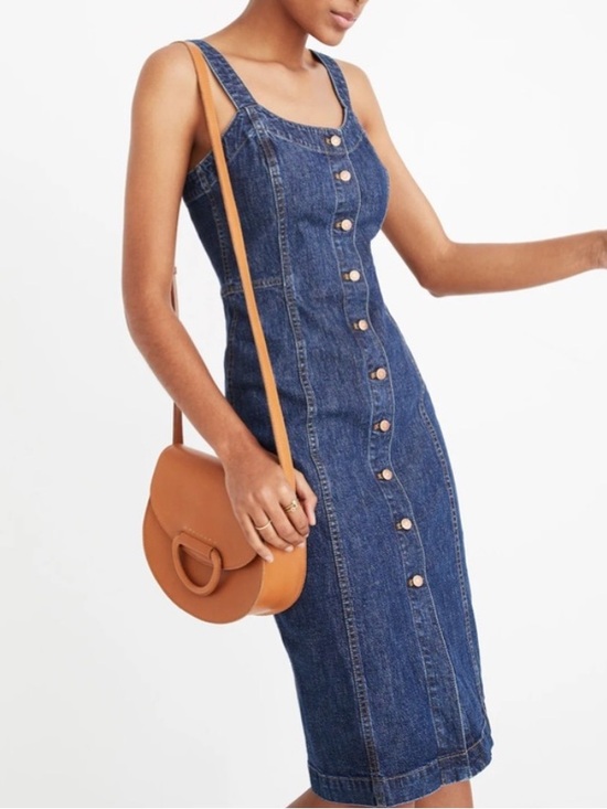 Madewell Dresses & Skirts - Madewell Sleeveless Button-Front Denim Midi Dress in Dark Blue-0